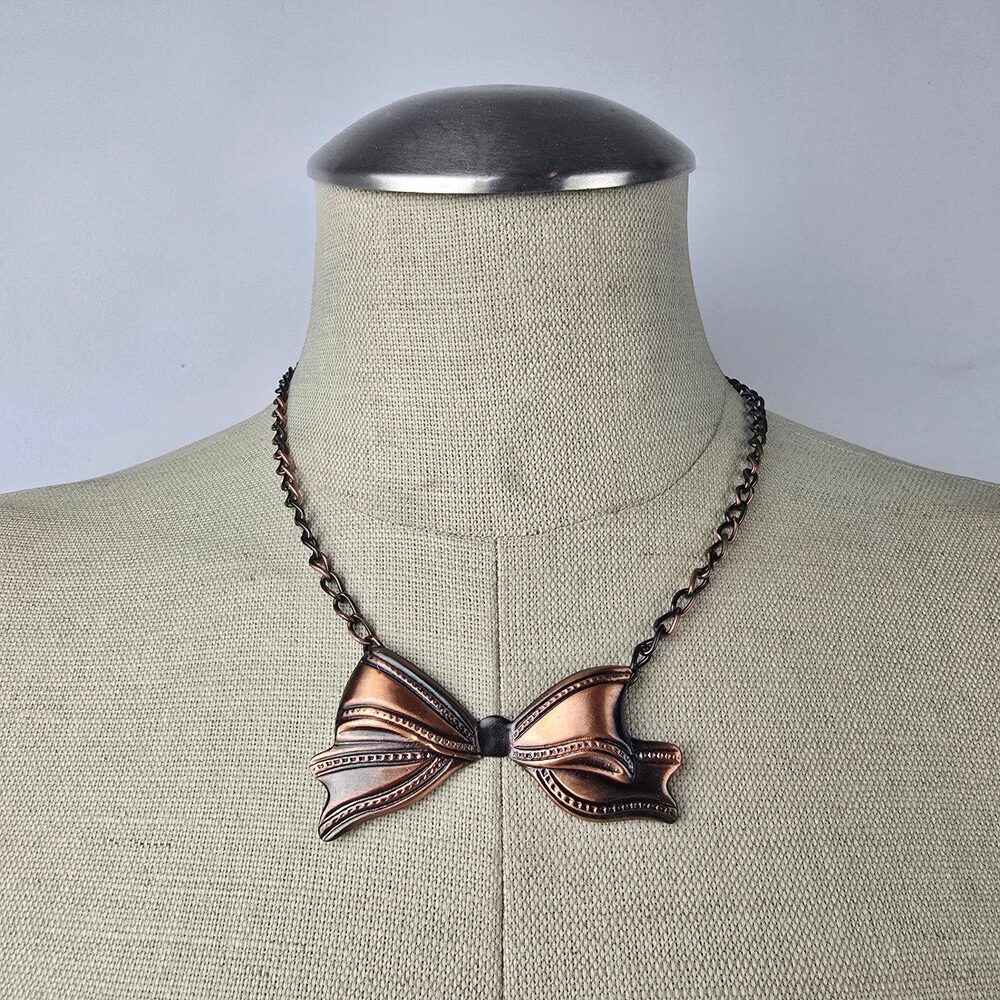 Vintage Copper Bow Necklace